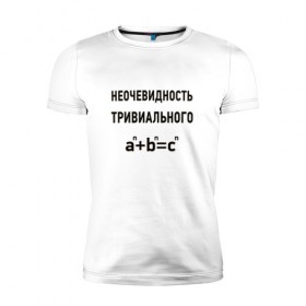 Мужская футболка премиум с принтом Неочевидность тривиального в Екатеринбурге, 92% хлопок, 8% лайкра | приталенный силуэт, круглый вырез ворота, длина до линии бедра, короткий рукав | Тематика изображения на принте: математика
