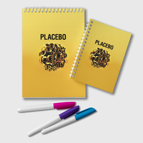 Блокнот с принтом Placebo в Екатеринбурге, 100% бумага | 48 листов, плотность листов — 60 г/м2, плотность картонной обложки — 250 г/м2. Листы скреплены удобной пружинной спиралью. Цвет линий — светло-серый
 | Тематика изображения на принте: placebo | альтернативный | инди | индирок | плацебо | рок