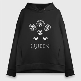 Женское худи Oversize хлопок с принтом Queen в Екатеринбурге, френч-терри — 70% хлопок, 30% полиэстер. Мягкий теплый начес внутри —100% хлопок | боковые карманы, эластичные манжеты и нижняя кромка, капюшон на магнитной кнопке | paul rodgers | queen | quen | брайан мэй | глэм | группа | джон дикон | квин | королева | куин | меркури | меркьюри | мэркури | поп | роджер тейлор | рок | фредди | фреди | хард | хардрок