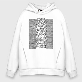 Мужское худи Oversize хлопок с принтом Unknown Pleasures в Екатеринбурге, френч-терри — 70% хлопок, 30% полиэстер. Мягкий теплый начес внутри —100% хлопок | боковые карманы, эластичные манжеты и нижняя кромка, капюшон на магнитной кнопке | ian curtis | joy division | rock | unknown pleasures | иэн кёртис | рок