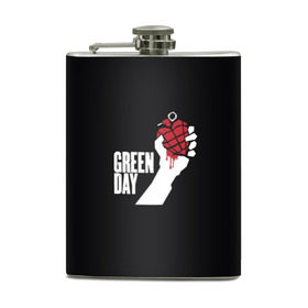 Фляга с принтом Green Day в Екатеринбурге, металлический корпус | емкость 0,22 л, размер 125 х 94 мм. Виниловая наклейка запечатывается полностью | american idiot