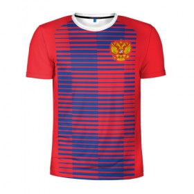 Мужская футболка 3D спортивная с принтом Russia WC Pre-match в Екатеринбурге, 100% полиэстер с улучшенными характеристиками | приталенный силуэт, круглая горловина, широкие плечи, сужается к линии бедра | 