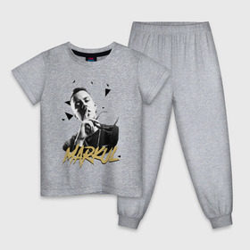 Детская пижама хлопок с принтом Markul_3 в Екатеринбурге, 100% хлопок |  брюки и футболка прямого кроя, без карманов, на брюках мягкая резинка на поясе и по низу штанин
 | Тематика изображения на принте: markul | маркул