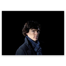 Поздравительная открытка с принтом Sherlock в Екатеринбурге, 100% бумага | плотность бумаги 280 г/м2, матовая, на обратной стороне линовка и место для марки
 | benedict | cumberbatch | sherlock | бенедикт | камбербатч | шерлок