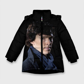 Зимняя куртка для девочек 3D с принтом Sherlock в Екатеринбурге, ткань верха — 100% полиэстер; подклад — 100% полиэстер, утеплитель — 100% полиэстер. | длина ниже бедра, удлиненная спинка, воротник стойка и отстегивающийся капюшон. Есть боковые карманы с листочкой на кнопках, утяжки по низу изделия и внутренний карман на молнии. 

Предусмотрены светоотражающий принт на спинке, радужный светоотражающий элемент на пуллере молнии и на резинке для утяжки. | benedict | cumberbatch | sherlock | бенедикт | камбербатч | шерлок