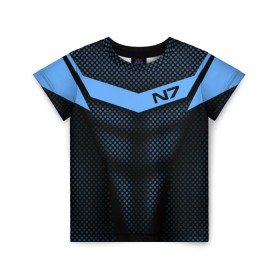 Детская футболка 3D с принтом Mass Effect N7 в Екатеринбурге, 100% гипоаллергенный полиэфир | прямой крой, круглый вырез горловины, длина до линии бедер, чуть спущенное плечо, ткань немного тянется | andromed | effect | n7 | альянс | ефект | игра | компьютерная | мас | масс | н7 | онлайн | программа | профессиональный военный код | сокрушитель n7 | фурия n7