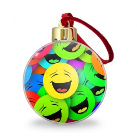 Ёлочный шар с принтом Смайлы в Екатеринбурге, Пластик | Диаметр: 77 мм | веселые | веселые смайлики | настроение | позитив | разноцветные | смайлики | смайлы | смешные