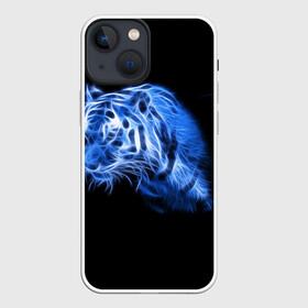 Чехол для iPhone 13 mini с принтом Синий тигр в Екатеринбурге,  |  | Тематика изображения на принте: tiger | большая кошка | огонь | пламя | тигр | хищник