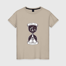 Женская футболка хлопок с принтом Космос в Екатеринбурге, 100% хлопок | прямой крой, круглый вырез горловины, длина до линии бедер, слегка спущенное плечо | буран | вселенная | илон | космонавт | космос | луна | марс | маск | юпитер