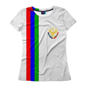 Женская футболка 3D с принтом I love Dagestan в Екатеринбурге, 100% полиэфир ( синтетическое хлопкоподобное полотно) | прямой крой, круглый вырез горловины, длина до линии бедер | dagestan | дагестан