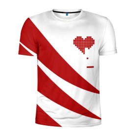 Мужская футболка 3D спортивная с принтом Сердца красное в Екатеринбурге, 100% полиэстер с улучшенными характеристиками | приталенный силуэт, круглая горловина, широкие плечи, сужается к линии бедра | abstract | geometry | geometry stripes | heart | texture | абстракция | геометрические полосы | геометрическое сердце | геометрия | любовь | сердечко | сердца | сердце | текстура