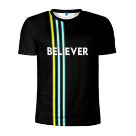 Мужская футболка 3D спортивная с принтом Believer Imagine Dragons в Екатеринбурге, 100% полиэстер с улучшенными характеристиками | приталенный силуэт, круглая горловина, широкие плечи, сужается к линии бедра | рок