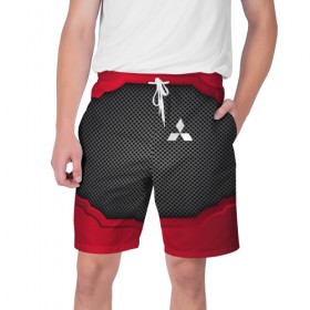 Мужские шорты 3D с принтом MITSUBISHI SPORT в Екатеринбурге,  полиэстер 100% | прямой крой, два кармана без застежек по бокам. Мягкая трикотажная резинка на поясе, внутри которой широкие завязки. Длина чуть выше колен | 