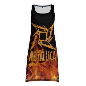 Платье-майка 3D с принтом Metallica в Екатеринбурге, 100% полиэстер | полуприлегающий силуэт, широкие бретели, круглый вырез горловины, удлиненный подол сзади. | m | metallica | группа | джеймс хэтфилд | кирк хэмметт | ларс ульрих | метал | металика | металлика | миталика | музыка | роберт трухильо | рок | трэш | трэшметал | хард | хардрок | хеви | хевиметал
