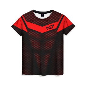 Женская футболка 3D с принтом Mass Effect N7 в Екатеринбурге, 100% полиэфир ( синтетическое хлопкоподобное полотно) | прямой крой, круглый вырез горловины, длина до линии бедер | andromed | effect | n7 | альянс | ефект | игра | компьютерная | мас | масс | н7 | онлайн | программа | профессиональный военный код | сокрушитель n7 | фурия n7
