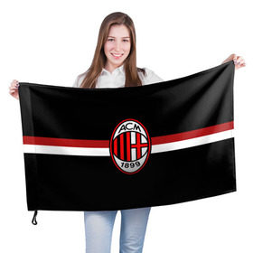Флаг 3D с принтом ФК Милан в Екатеринбурге, 100% полиэстер | плотность ткани — 95 г/м2, размер — 67 х 109 см. Принт наносится с одной стороны | football | italia | logo | milan | sport | италия | лого | милан | спорт | фк | футбол | футбольный клуб