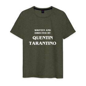 Мужская футболка хлопок с принтом By Quentin Tarantino в Екатеринбурге, 100% хлопок | прямой крой, круглый вырез горловины, длина до линии бедер, слегка спущенное плечо. | кино | прикольная надпись | режиссер | тарантино