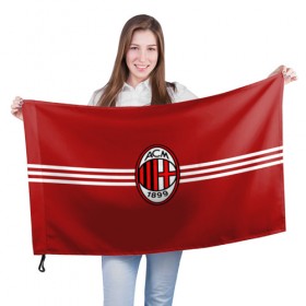 Флаг 3D с принтом Milan FC в Екатеринбурге, 100% полиэстер | плотность ткани — 95 г/м2, размер — 67 х 109 см. Принт наносится с одной стороны | 