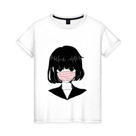 Женская футболка хлопок с принтом MIRRORS Sad Japanese Aesthetic в Екатеринбурге, 100% хлопок | прямой крой, круглый вырез горловины, длина до линии бедер, слегка спущенное плечо | 