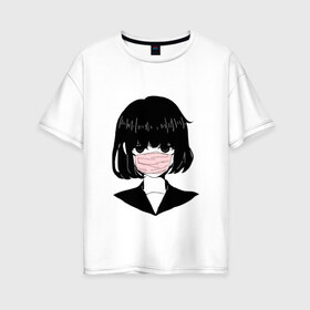 Женская футболка хлопок Oversize с принтом MIRRORS Sad Japanese Aesthetic в Екатеринбурге, 100% хлопок | свободный крой, круглый ворот, спущенный рукав, длина до линии бедер
 | 