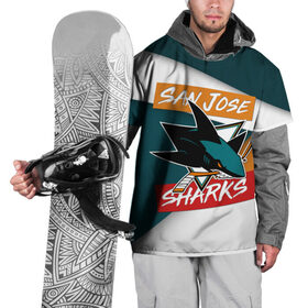 Накидка на куртку 3D с принтом Сан Хосе в Екатеринбурге, 100% полиэстер |  | nhl | san jose sharks | нхл | сан хосе шаркс | спорт