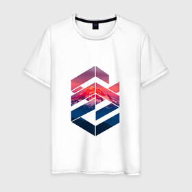 Мужская футболка хлопок с принтом Геометрические горы в Екатеринбурге, 100% хлопок | прямой крой, круглый вырез горловины, длина до линии бедер, слегка спущенное плечо. | геометрия | горы | мода | пейзаж | подарок | стиль | узор