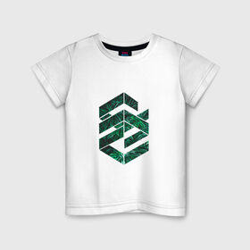 Детская футболка хлопок с принтом Зелёная геометрия в Екатеринбурге, 100% хлопок | круглый вырез горловины, полуприлегающий силуэт, длина до линии бедер | геометрия | зеленый | мода | подарок | стиль | цветок | цветы
