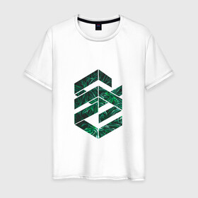 Мужская футболка хлопок с принтом Зелёная геометрия в Екатеринбурге, 100% хлопок | прямой крой, круглый вырез горловины, длина до линии бедер, слегка спущенное плечо. | геометрия | зеленый | мода | подарок | стиль | цветок | цветы