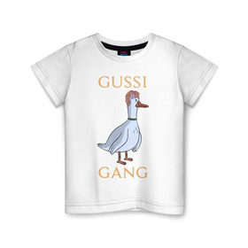 Детская футболка хлопок с принтом GUSSI GANG в Екатеринбурге, 100% хлопок | круглый вырез горловины, полуприлегающий силуэт, длина до линии бедер | 