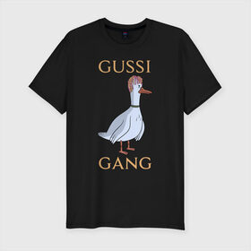 Мужская футболка премиум с принтом GUSSI GANG в Екатеринбурге, 92% хлопок, 8% лайкра | приталенный силуэт, круглый вырез ворота, длина до линии бедра, короткий рукав | 