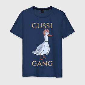 Мужская футболка хлопок с принтом GUSSI GANG в Екатеринбурге, 100% хлопок | прямой крой, круглый вырез горловины, длина до линии бедер, слегка спущенное плечо. | 