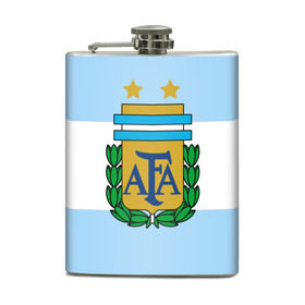 Фляга с принтом Сборная Аргентины флаг в Екатеринбурге, металлический корпус | емкость 0,22 л, размер 125 х 94 мм. Виниловая наклейка запечатывается полностью | аргентина | спорт | футбол