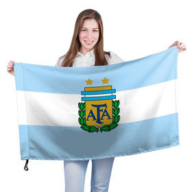 Флаг 3D с принтом Сборная Аргентины флаг в Екатеринбурге, 100% полиэстер | плотность ткани — 95 г/м2, размер — 67 х 109 см. Принт наносится с одной стороны | аргентина | спорт | футбол