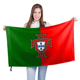 Флаг 3D с принтом Сборная Португалии флаг в Екатеринбурге, 100% полиэстер | плотность ткани — 95 г/м2, размер — 67 х 109 см. Принт наносится с одной стороны | португалия | футбол