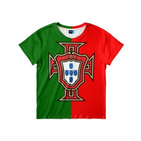 Детская футболка 3D с принтом Сборная Португалии флаг в Екатеринбурге, 100% гипоаллергенный полиэфир | прямой крой, круглый вырез горловины, длина до линии бедер, чуть спущенное плечо, ткань немного тянется | португалия | футбол