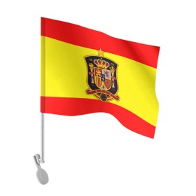 Флаг для автомобиля с принтом Сборная Испании флаг в Екатеринбурге, 100% полиэстер | Размер: 30*21 см | испания | футбол