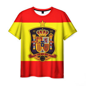 Мужская футболка 3D с принтом Сборная Испании флаг в Екатеринбурге, 100% полиэфир | прямой крой, круглый вырез горловины, длина до линии бедер | испания | футбол