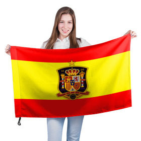 Флаг 3D с принтом Сборная Испании флаг в Екатеринбурге, 100% полиэстер | плотность ткани — 95 г/м2, размер — 67 х 109 см. Принт наносится с одной стороны | испания | футбол