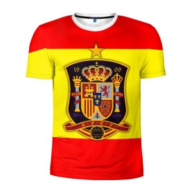 Мужская футболка 3D спортивная с принтом Сборная Испании флаг в Екатеринбурге, 100% полиэстер с улучшенными характеристиками | приталенный силуэт, круглая горловина, широкие плечи, сужается к линии бедра | испания | футбол