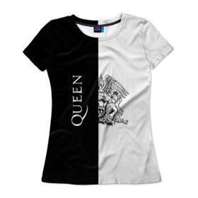 Женская футболка 3D с принтом Queen в Екатеринбурге, 100% полиэфир ( синтетическое хлопкоподобное полотно) | прямой крой, круглый вырез горловины, длина до линии бедер | paul rodgers | queen | брайан мэй | джон дикон | квин | меркури | меркьюри | мэркури | роджер тейлор | рок группа | фредди | фреди