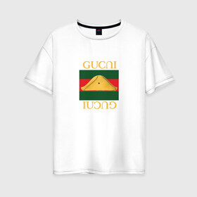 Женская футболка хлопок Oversize с принтом Гусли в Екатеринбурге, 100% хлопок | свободный крой, круглый ворот, спущенный рукав, длина до линии бедер
 | gucci | gucli | gusli | гучи | гуччи