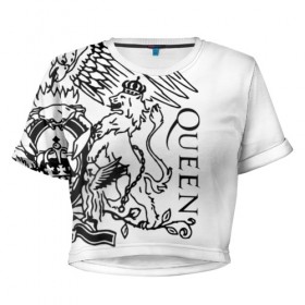 Женская футболка 3D укороченная с принтом Queen в Екатеринбурге, 100% полиэстер | круглая горловина, длина футболки до линии талии, рукава с отворотами | paul rodgers | queen | брайан мэй | джон дикон | квин | меркури | меркьюри | мэркури | роджер тейлор | рок группа | фредди | фреди