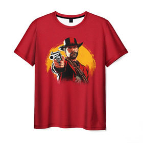 Мужская футболка 3D с принтом Red Dead Redemption 2 в Екатеринбурге, 100% полиэфир | прямой крой, круглый вырез горловины, длина до линии бедер | rdr | rockstar | рокстар