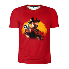 Мужская футболка 3D спортивная с принтом Red Dead Redemption 2 в Екатеринбурге, 100% полиэстер с улучшенными характеристиками | приталенный силуэт, круглая горловина, широкие плечи, сужается к линии бедра | rdr | rockstar | рокстар