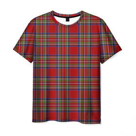 Мужская футболка 3D с принтом Королевский Стюарт Тартан в Екатеринбурге, 100% полиэфир | прямой крой, круглый вырез горловины, длина до линии бедер | Тематика изображения на принте: англия | килт | королева | королевский | лондон | стюарт | тартан | ткань | узор | шотландия | шотландка