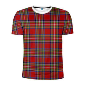 Мужская футболка 3D спортивная с принтом Королевский Стюарт Тартан в Екатеринбурге, 100% полиэстер с улучшенными характеристиками | приталенный силуэт, круглая горловина, широкие плечи, сужается к линии бедра | англия | килт | королева | королевский | лондон | стюарт | тартан | ткань | узор | шотландия | шотландка