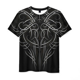 Мужская футболка 3D с принтом Tribal Pattern в Екатеринбурге, 100% полиэфир | прямой крой, круглый вырез горловины, длина до линии бедер | biker | bodybuilding | cool | fitness | gothic | gym | pattern | sport | style | tattoo | tribal | тату