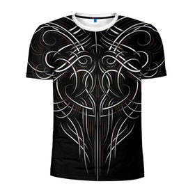 Мужская футболка 3D спортивная с принтом Tribal Pattern в Екатеринбурге, 100% полиэстер с улучшенными характеристиками | приталенный силуэт, круглая горловина, широкие плечи, сужается к линии бедра | biker | bodybuilding | cool | fitness | gothic | gym | pattern | sport | style | tattoo | tribal | тату
