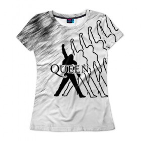 Женская футболка 3D с принтом Queen в Екатеринбурге, 100% полиэфир ( синтетическое хлопкоподобное полотно) | прямой крой, круглый вырез горловины, длина до линии бедер | paul rodgers | queen | брайан мэй | джон дикон | квин | меркури | меркьюри | мэркури | роджер тейлор | рок группа | фредди | фреди