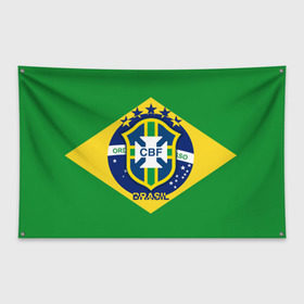 Флаг-баннер с принтом Сборная Бразилии флаг в Екатеринбурге, 100% полиэстер | размер 67 х 109 см, плотность ткани — 95 г/м2; по краям флага есть четыре люверса для крепления | brazil | бразилия